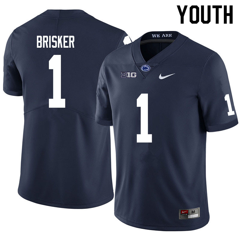 Youth #1 Jaquan Brisker Penn State Nittany Lions College Football Jerseys Sale-Navy
